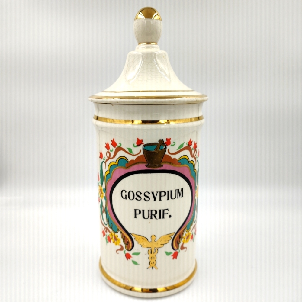 1950s Jeanne Robinette Vintage Apothecary Jar - Purified Cotton Gossypium Purif